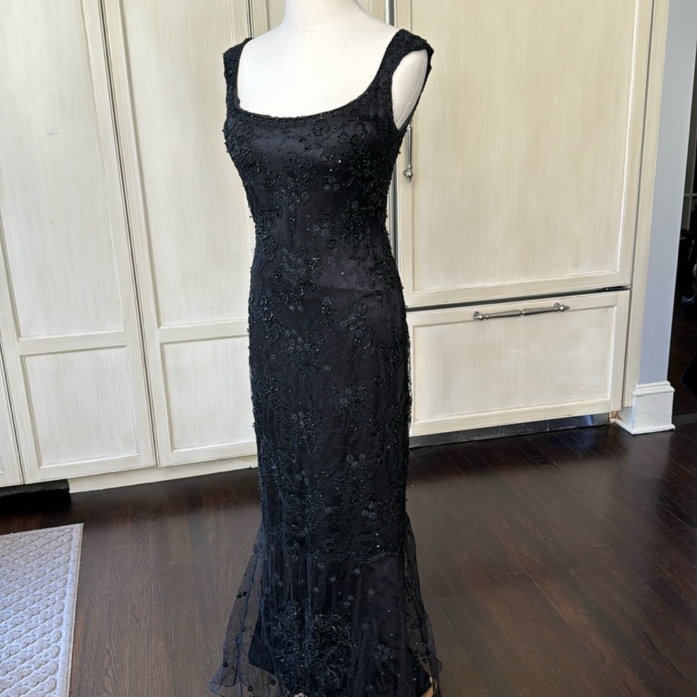 Reem Acra silk beaded gown